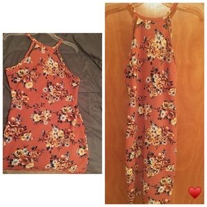 Pink floral halter top dress